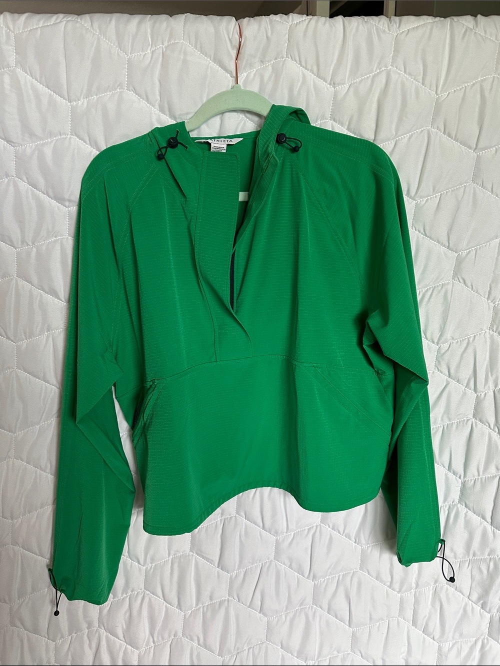 Athleta Green Lightweight Hooded Popover Jacket